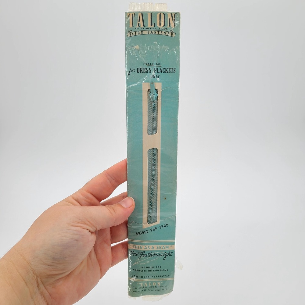 VTG Talon Slide Fastener Zipper Featherweight 8" Blue #142 for Dress Plackets